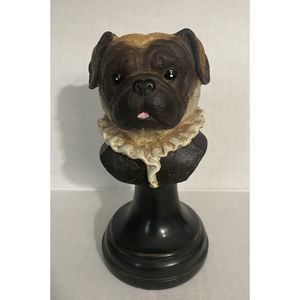 Vintage EXPO Inc Cute Pug Pal Dog Head 5” Bust  Resin Figurine Statue Sculpture